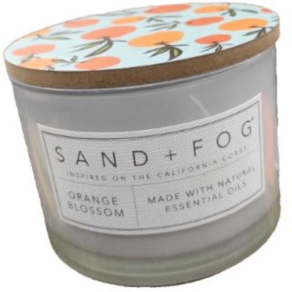 New Sand+Fog 12oz Orange Blossom  Candle w/Artistically Painted Wood Lid - Picture 2 of 4